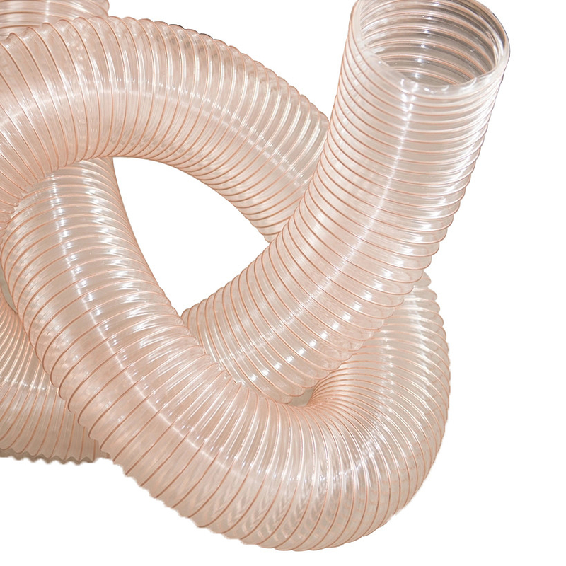 Coupe de collecteur de poussière de caoutchouc tuyau d'aspiration Polyuréthane fil d'acier flexible tuyau TPU rétrécissable